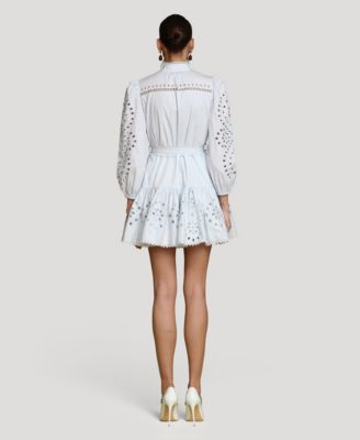 Women's Eyelet Cotton Lined Shirt Dress