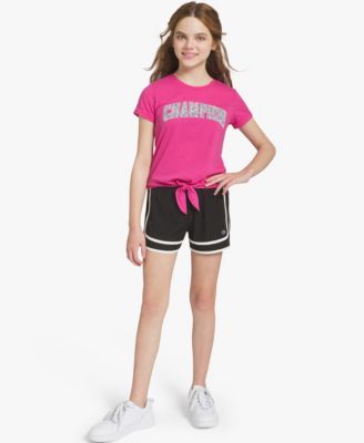 Girls' 7-16 Two-Tone Varsity Pull-On Shorts
