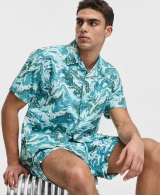 Men's Liquid Camo Camp Swim Shirt, Macy's Exclusive