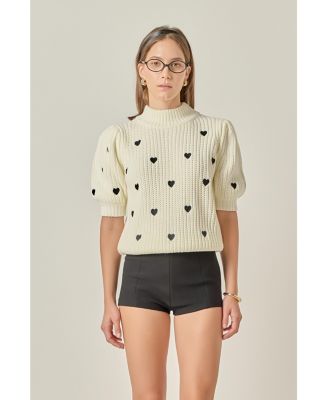 Women's Heart Shape Embroidery Sweater