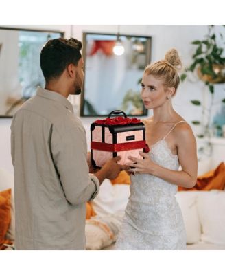 Rolling Makeup Train Case Trolley w/ Cube Case Cosmetic Organizer Pink