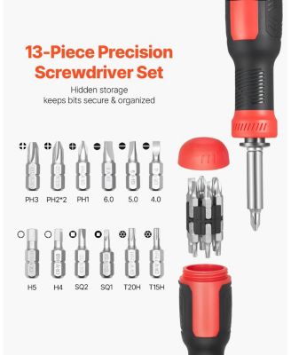 13-in-1 Magnetic Screwdriver Set, Multi-Bit Mini Nut Driver, Phillips, Flat, Torx & Square Bits, Precision Repair Tool Kit