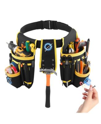 Magnetic Tool Belt Pouch, 28 Pockets Heavy-Duty Utility Tool Belt, Detachable Work Bag, Adjustable Waist 31–48 in
