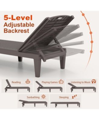 Set of 2 Outdoor Chaise Lounge Chairs with 4-Position Back