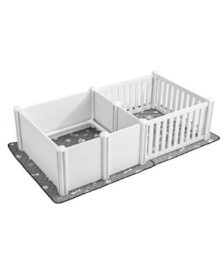 Whelping Box, 73 x 38 x 19.7 in Plastic Whelping Pen w/ Adjustable Door Height & Waterproof  Pad, Easy-Clean Indoor Birth Kit