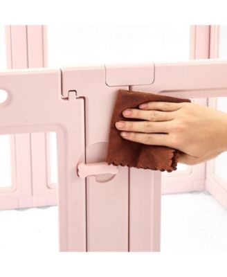 Dog Whelping Box, 60 x 39 x 23 in Plastic Whelping Pen for Medium Dogs, Waterproof Clear Panels w/ Windows & Door Lock, Easy-Clean Birth Kit