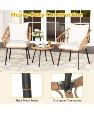 Outdoor 3-Piece Bistro Set with Sturdy Metal Frame