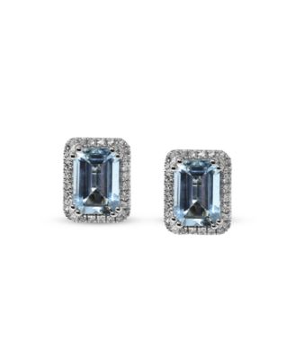 Aquamarine (1-5/8 ct. t.w.) & Diamond (1/6 ct. t.w.) Stud Earrings in 14k White Gold