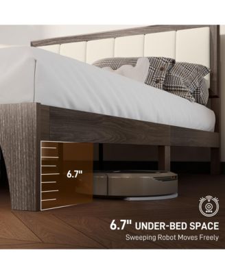 Full Size Bed Frame with Headboard Platform Bed Frame Charcoal