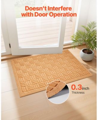 Beige Door Mat, 29.5 x 17.7 in Low-Profile Doormat w/ Non-Slip Rubber Backing, Absorbent Dirt-Trapping Entry Mat for Porch/Patio