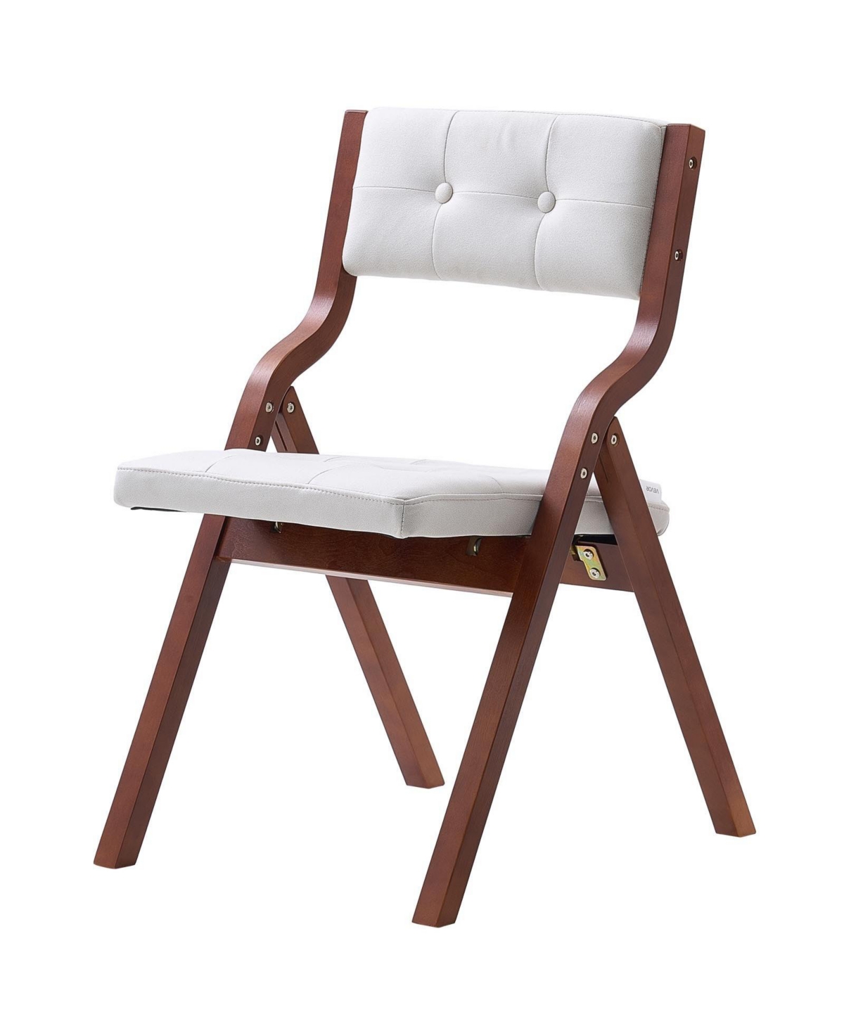 Mecale Set of 4 Wooden Folding Chairs with Cushion, Portable Foldable Padded Dining Chairs with Wooden Frame, White