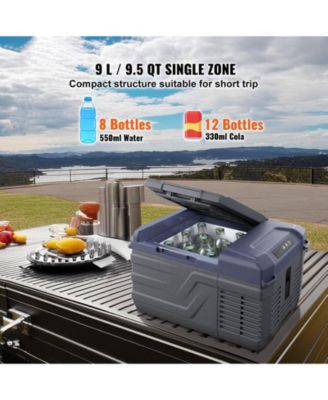 9L Single Zone Car Refrigerator Freezer, -4°F to 68°F, 12/24V DC & 100-240V AC, Portable Compressor Cooler