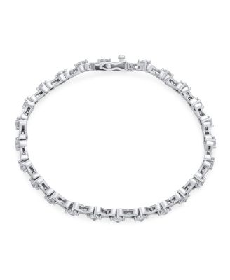 Cubic Zirconia Hugs & Kisses XO Design CZ Tennis Bracelet .925 Sterling Silver