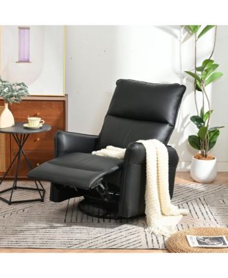 360 Swivel Recliner Chair, Manual Rocker Recliner with Extendable Footrest & Side Pockets