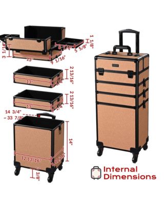 Makeup Train Case Trolley w/ Cube Case Cosmetic Organizer Orange