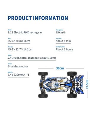 47 MPH High-Speed RC Racer | 1:12 Scale, 4WD Brushless with Alloy Frame for All Terrain