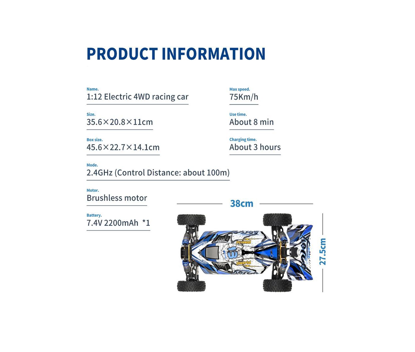 Детская игрушка Bruce & Shark 1:12 Scale 47 Mph High-Speed 4WD All-Terrain Remote Control Racer — фото 9