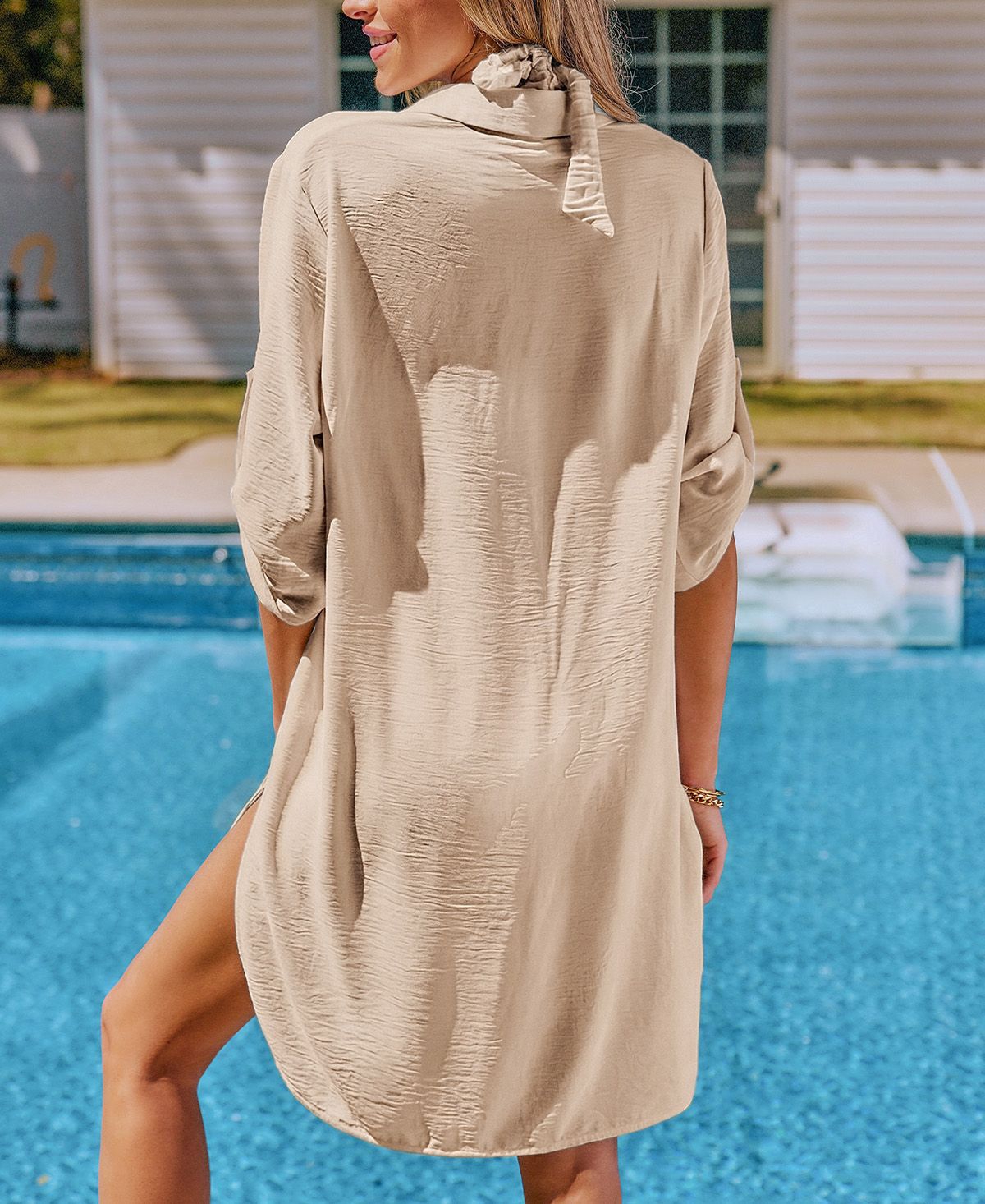 Cupshe Women's Throw It On White Cover-Up Mini Beach Dress