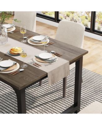 63" Industrial Dining Table for 4–6 with Sturdy Metal Legs and Wood Top