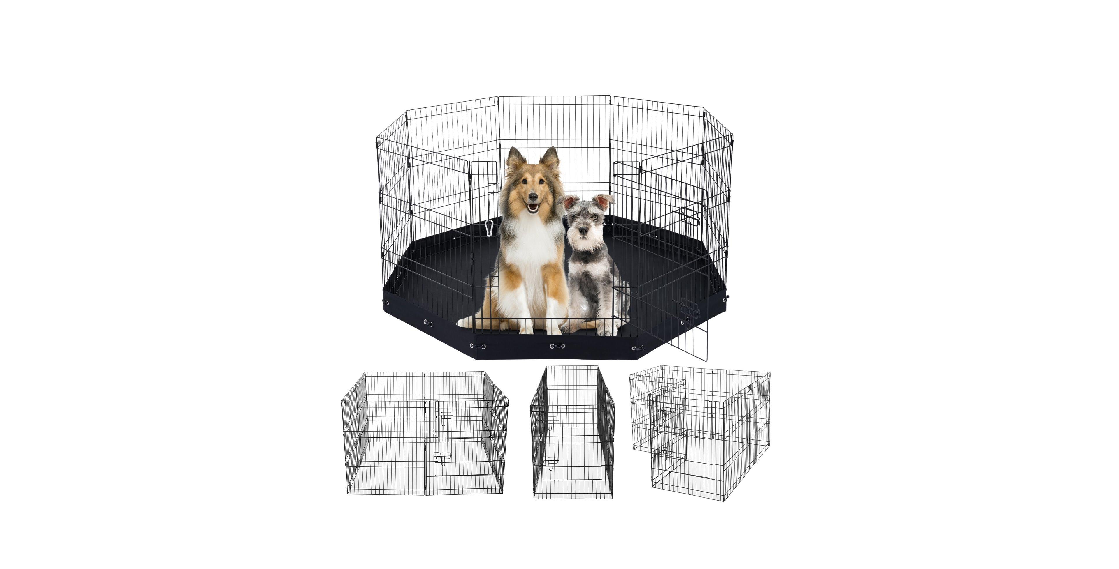 Cozito Dog Playpen, 8-Panel 30"H x 24"W Foldable Metal Exercise Pen w/ Door & 600D Oxford Bottom Pad, Indoor/Outdoor Pet Fence