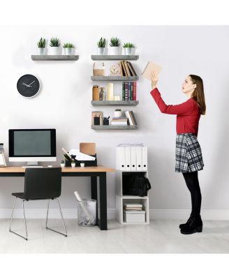 5 Pack 16 Inch Long Floating Wall Shelves for Bedroom, Decor, Kitchen, Living Room - for Trophies, Frames, Bookshelf