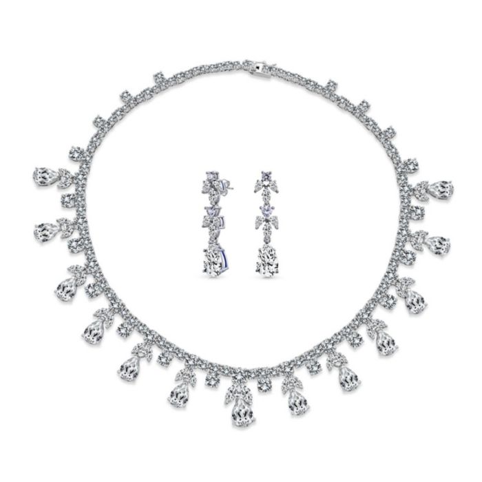 Bling Jewelry Vintage Style Teardrop CZ Spray Collar Statement Necklace