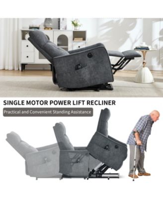 Chenille Power Lift Recliner Chair 155° Recliner with Massage Heat USB for Indoor Elderly
