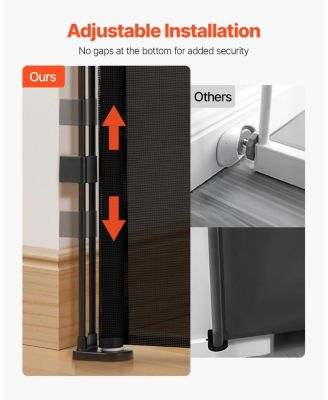 Retractable Baby Gate, 34 in Tall, Extends up to 110 in Wide, Mesh Safety Gate for Kids/Pets, Easy Install for Stairs & Doorways, Black