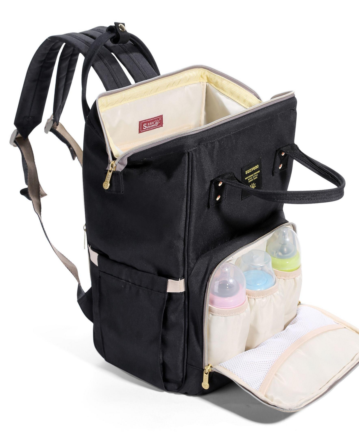 Sunveno Embroidered Backpack Diaper Bag Large Travel