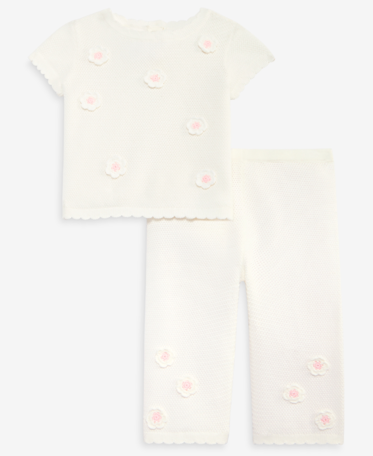 First Impressions Baby Girls' Crochet Floral Sweater-Knit Pants Set, Macy's Exclusive