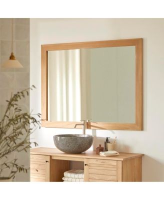 Solid Teak Wood Mirror 120x90 cm Wall Hanging Bathroom Living Room