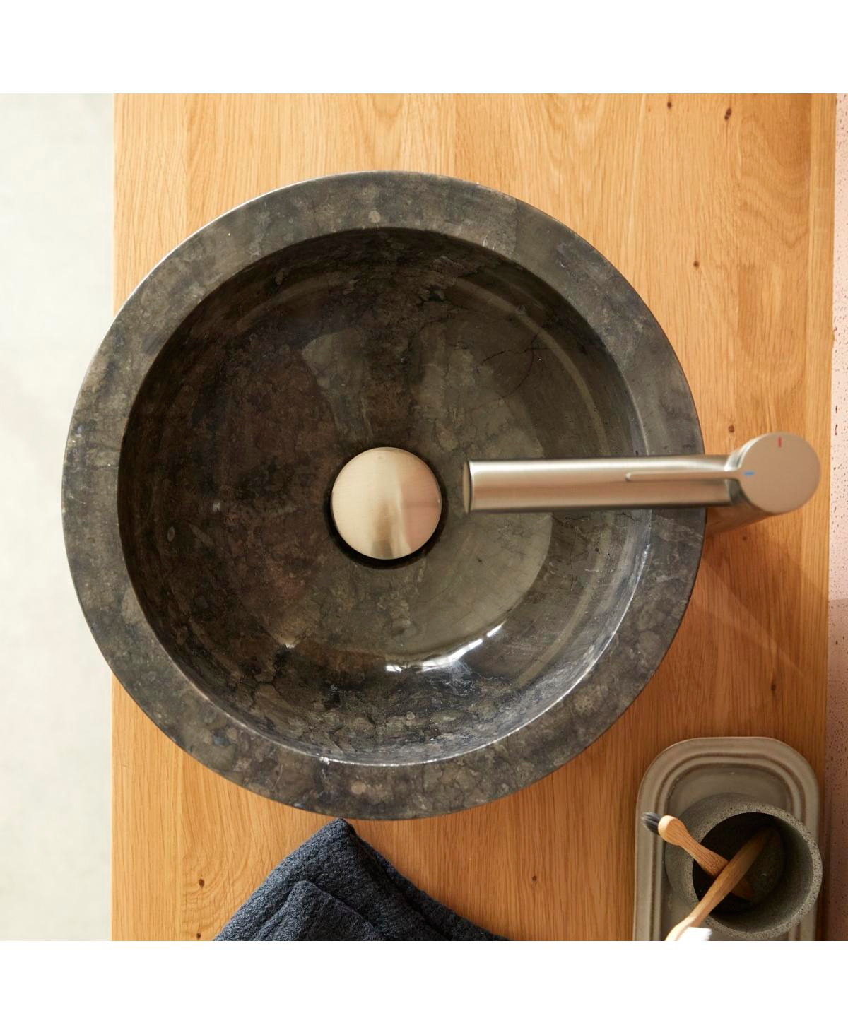 Tikamoon Smooth Genuine Marble Washbasin in a Modern Design Standard Bathroom