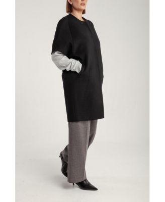 Women's Cashmere Short Sleeve Crew Neck Coat