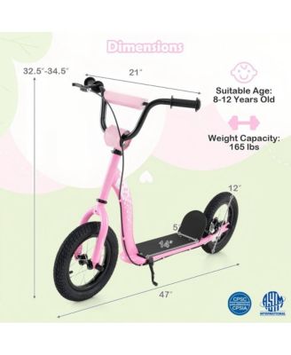 Adjustable Kick Scooter with Inflatable Tires and Rear Brake
