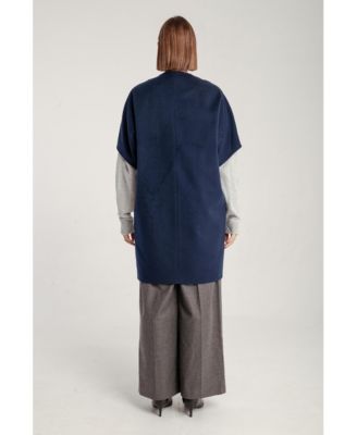 Women's Cashmere Short Sleeve Crew Neck Coat