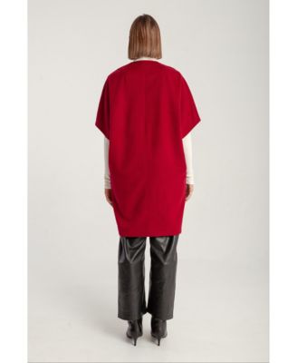 Women's Cashmere Short Sleeve Crew Neck Coat