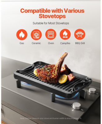 Cast Iron 14" x 8.5" Reversible Grill/Griddle Pan