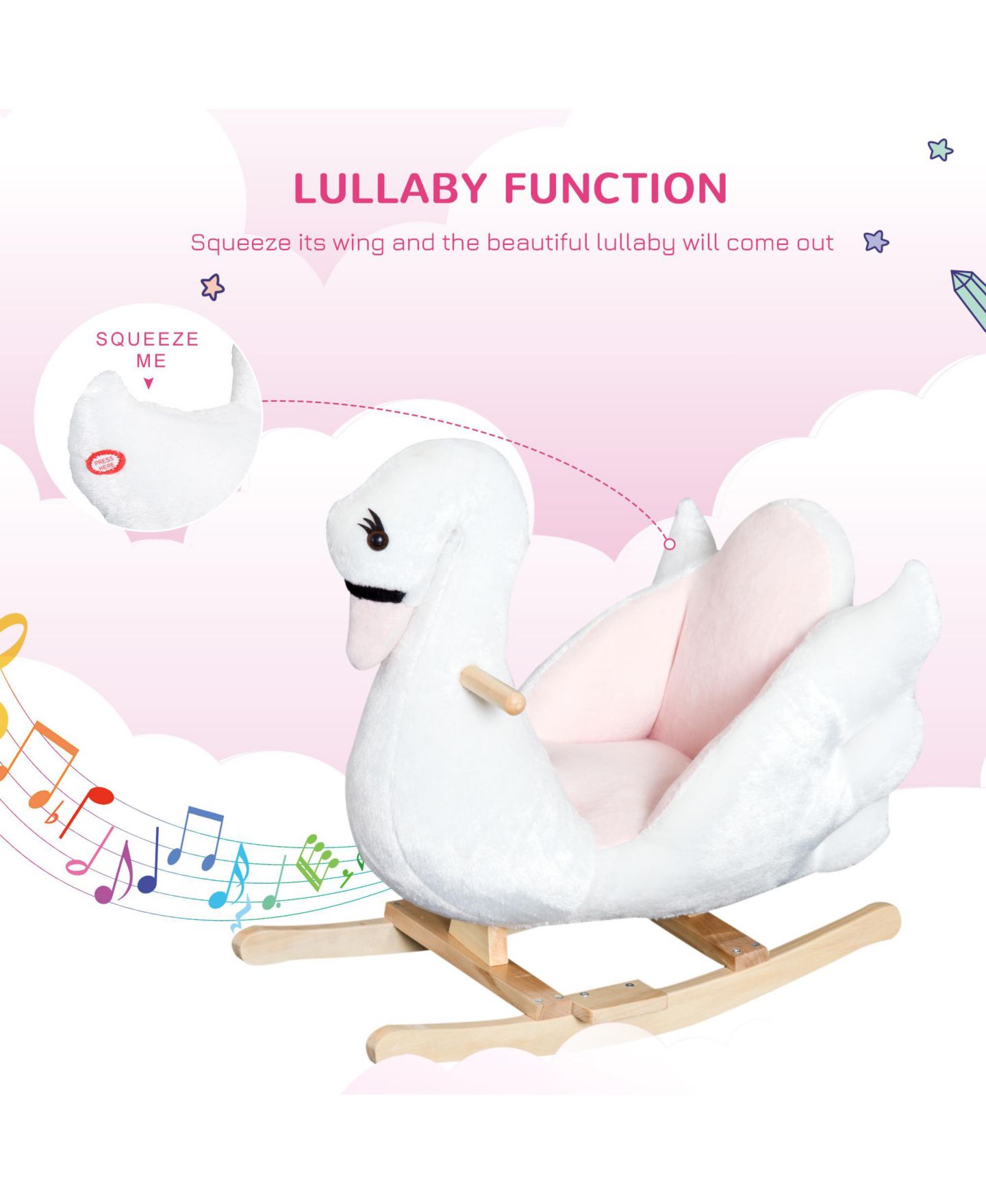 Детская мягкая игрушка Qaba Plush Rocking Horse with Realistic Horse Sounds, 88 lbs. Capacity, Ages 18-36 Months — фото 3