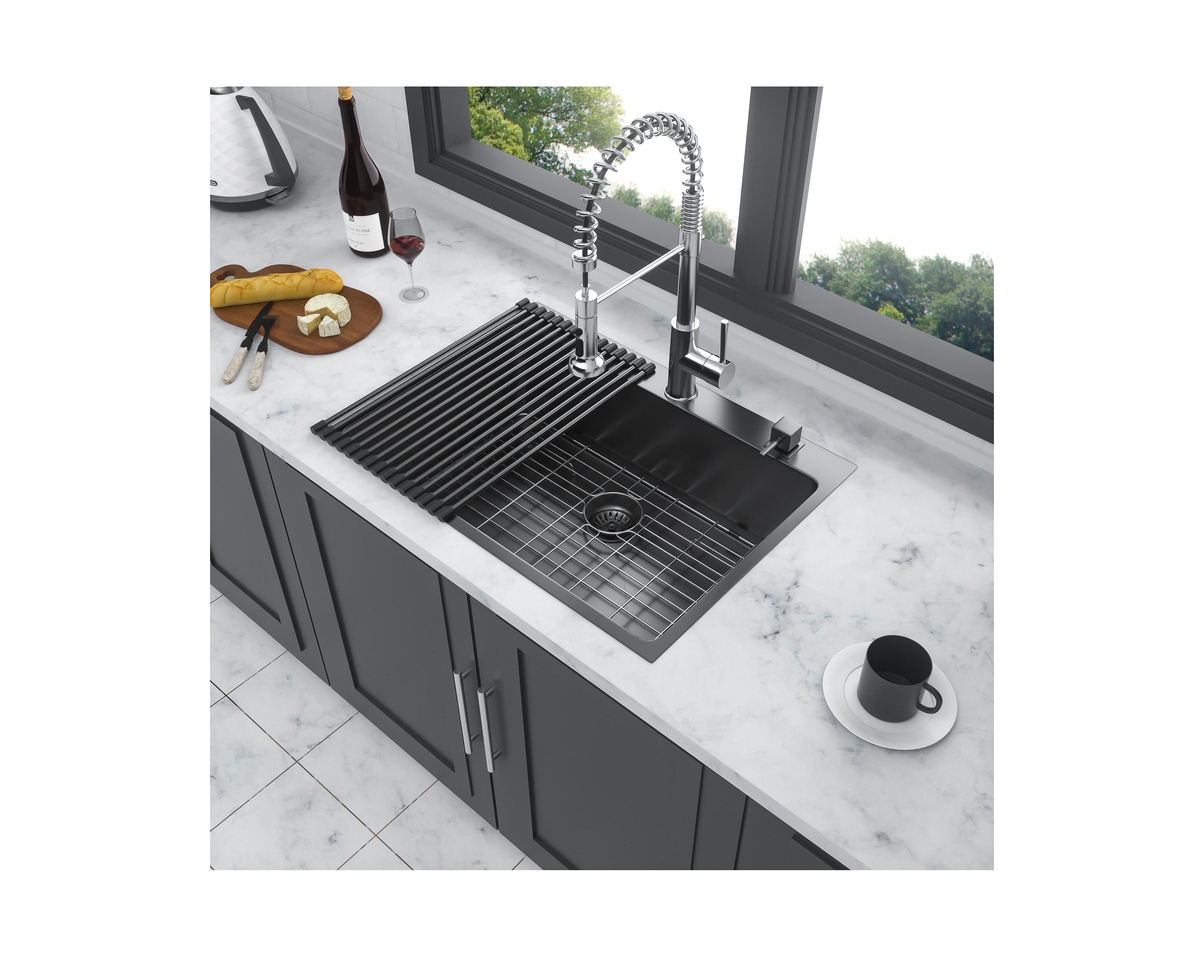flynama huluwat 33x22x10inch Gunmetal Black Kitchen Sink Drop In Topmount Stainless Steel 16 Gauge