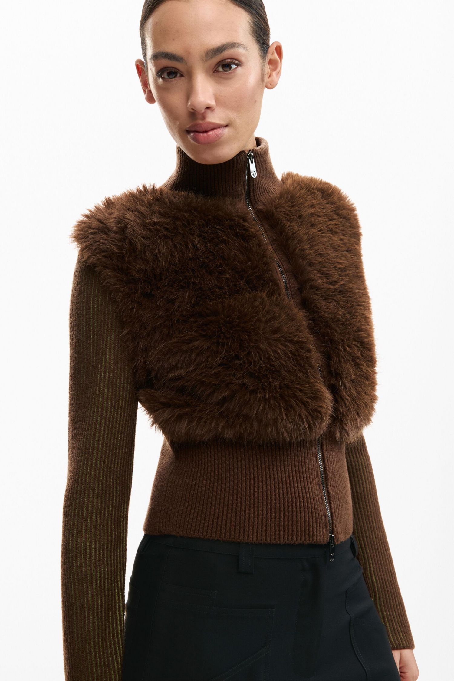 Women's Knit Sweater With Fur
