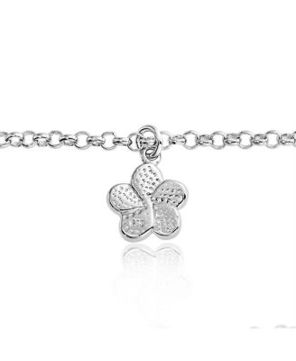 White Opal Plumeria Flower Anklet