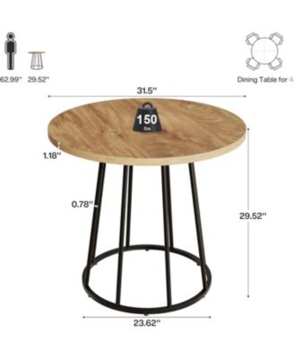 Industrial Round Dining Table, 31.5-Inch Wood Kitchen Table for 2-4 People, Small Circle Kitchen & Dining Room Furniture