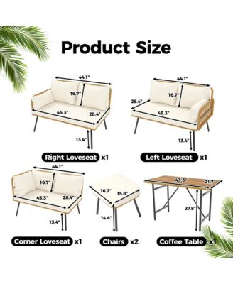 6 Pieces Outdoor Wicker Patio Conversation Bistro Set