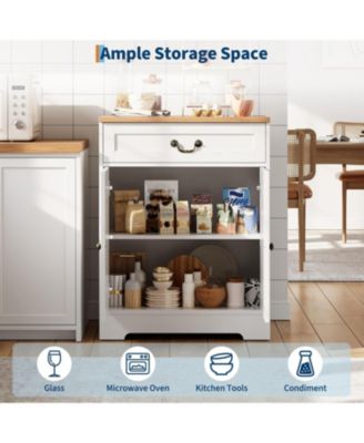 29" Modern Farmhouse Sideboard Buffet Cabinet with Drawer & Adjustable Shelves, Small Kitchen Storage Cabinet for Dining Room or Coffee Bar