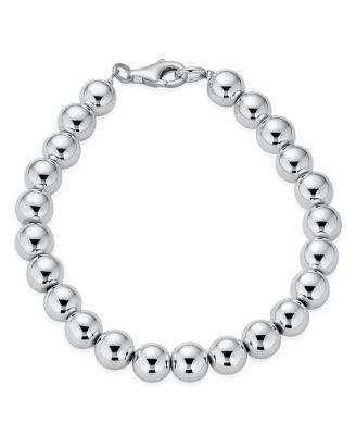 Classic Hand Strung 8MM Bead Ball Strand Bracelet .925 Sterling Silver 7.5 Inch