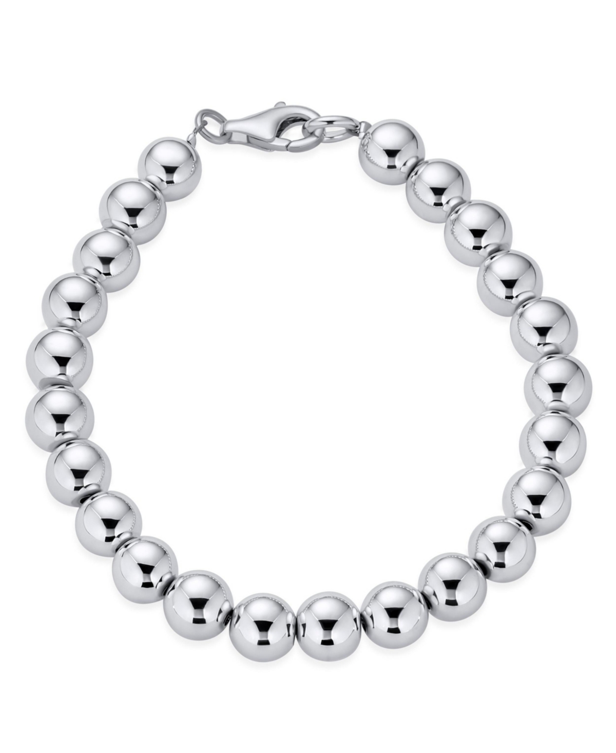 Bling Jewelry Classic Hand Strung 8MM Bead Ball Strand Bracelet .925 Sterling Silver 7.5 Inch