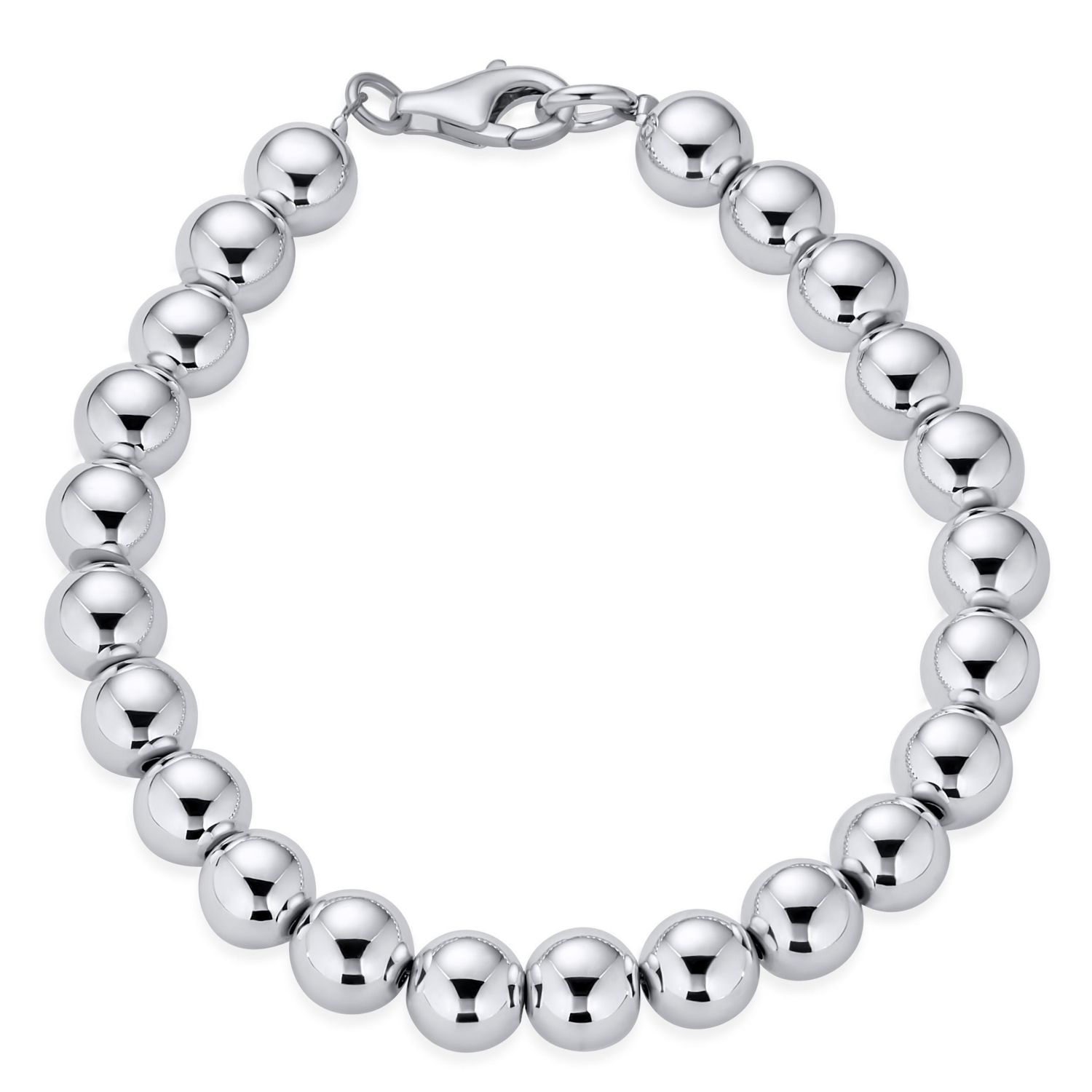 Classic Hand Strung 8MM Bead 925 .925 Sterling Silver Ball Strand Bracelet 7 Inch