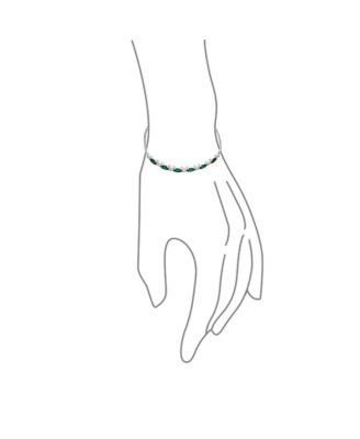 6CT Cubic Zirconia Oval Emerald Green CZ Alternating Bolo Slide Tennis Bracelet