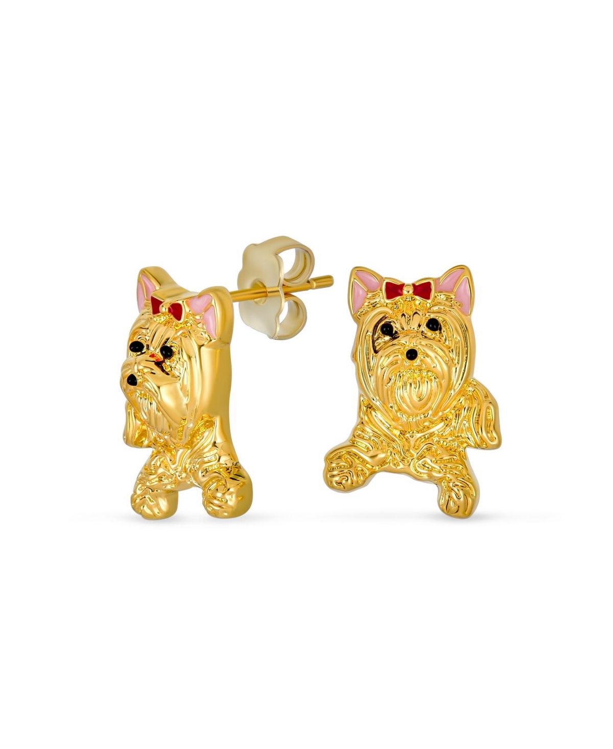 Bling Jewelry Yorkshire Shih Tzu Dog Stud Earrings Pendant or Brooch Jewelry Set Gold Plated