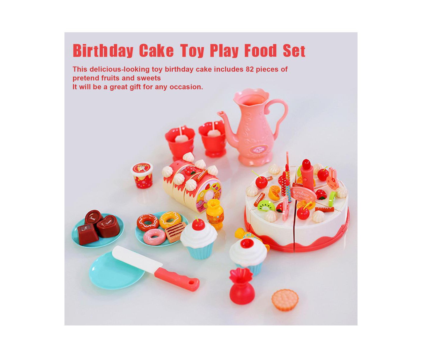 Детский игровой набор Bruce & Shark Birthday Cake Light-Up Candle & Music 82-Piece Playset, Ages 3+ — фото 5